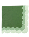 Green scalloped edge napkin on a white background