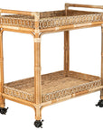 Provence Whitewash Rattan Bar Cart on a white background