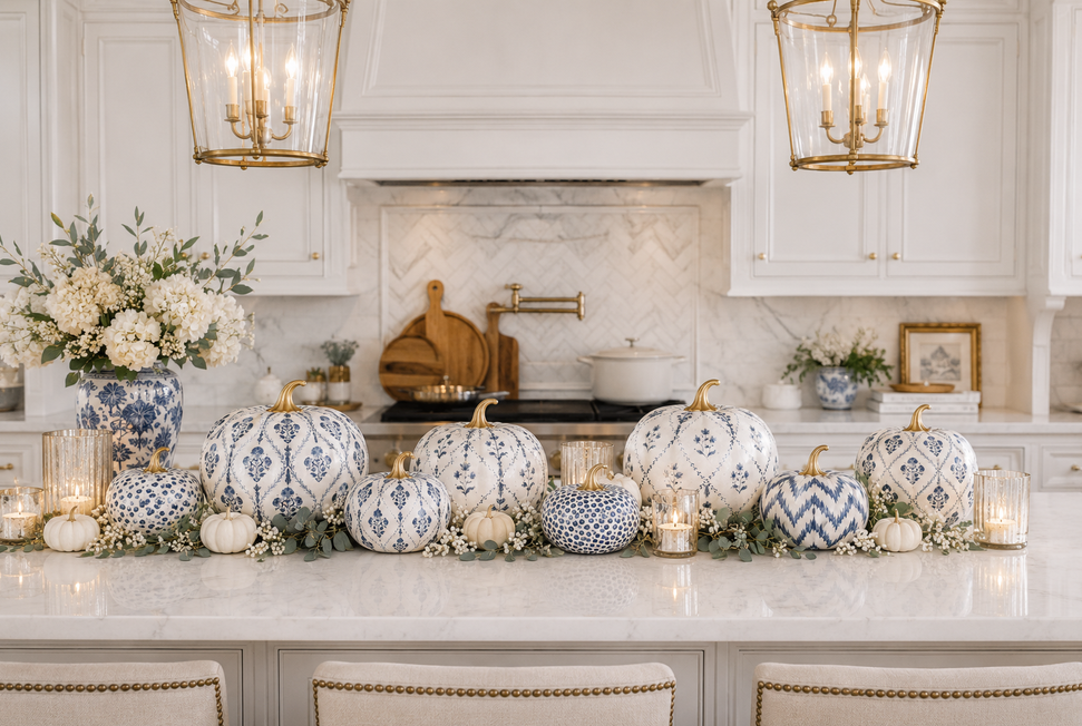 Navy Garden Trellis Pumpkin