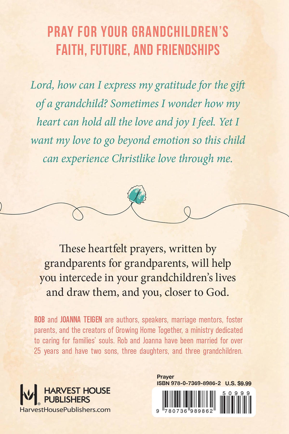 Bookback with text and a barcode, featuring a prayer for grandparents and their grandchildren.
