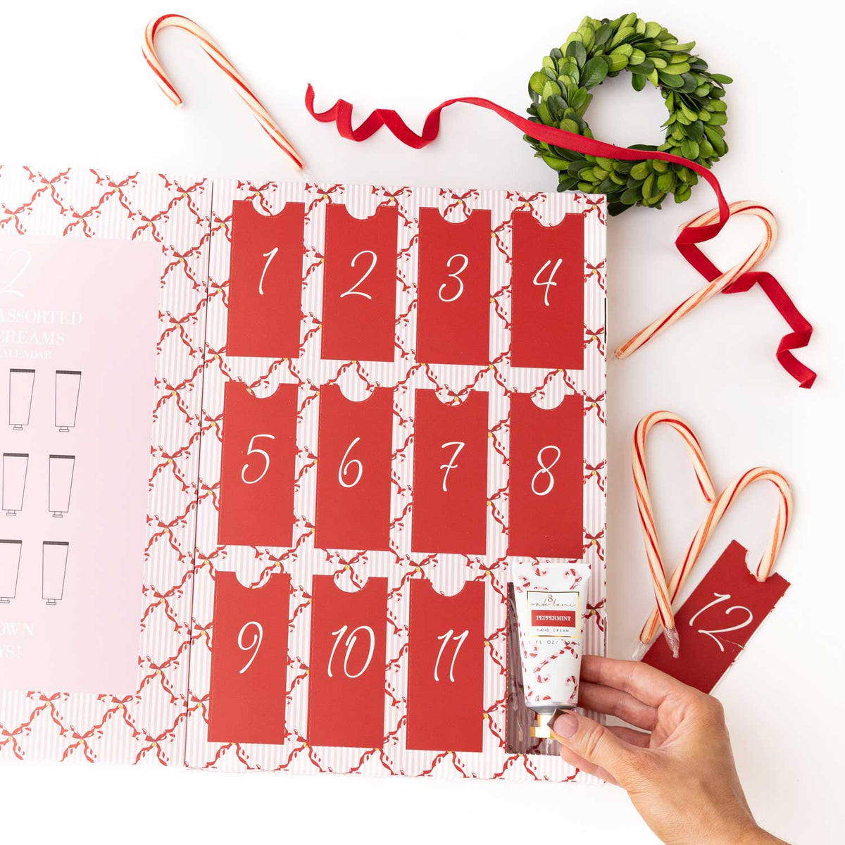 Peppermint Toile 12 Day Hand Cream Advent Calendar