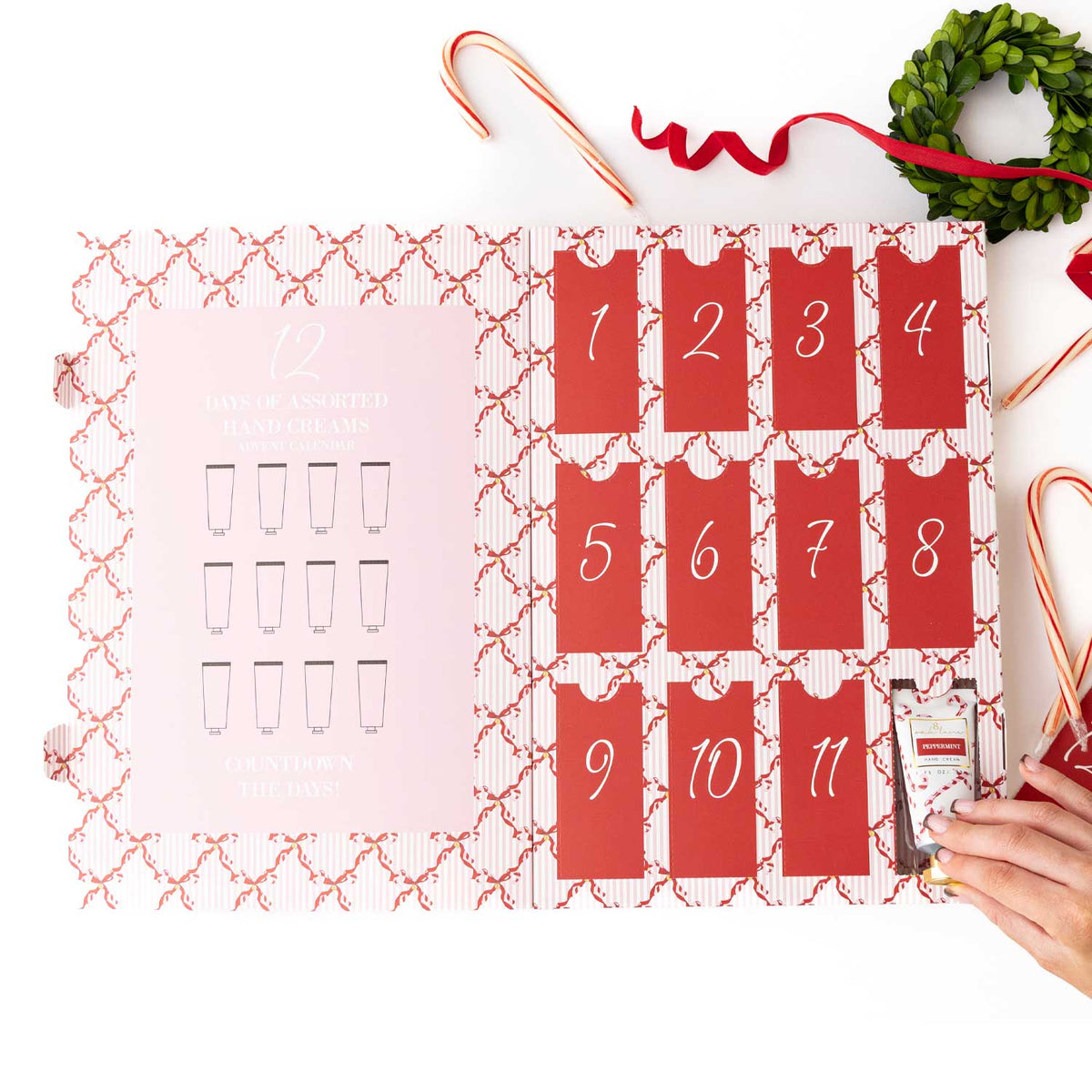 Peppermint Toile 12 Day Hand Cream Advent Calendar