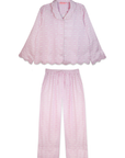 Scalloped Pajama Set Long - Light Pink Chintz
