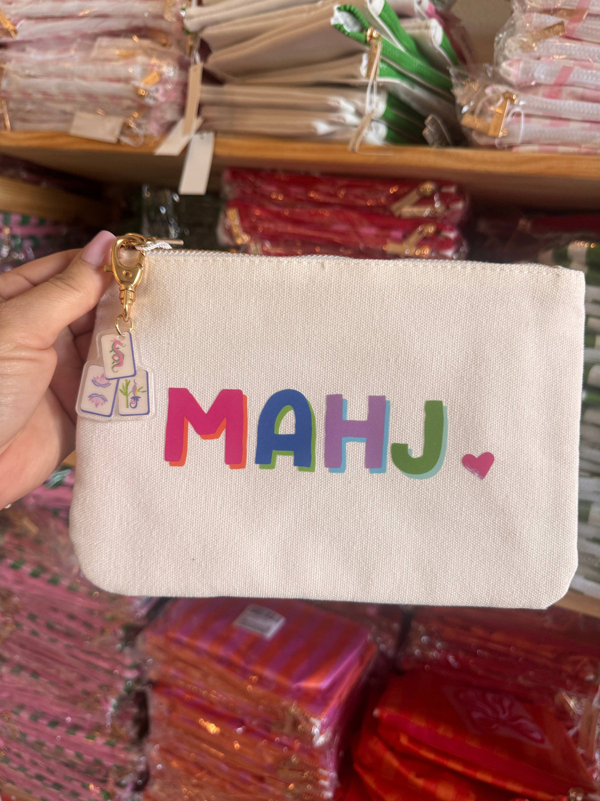 Canvas Mahjong Bag with Tile Charm