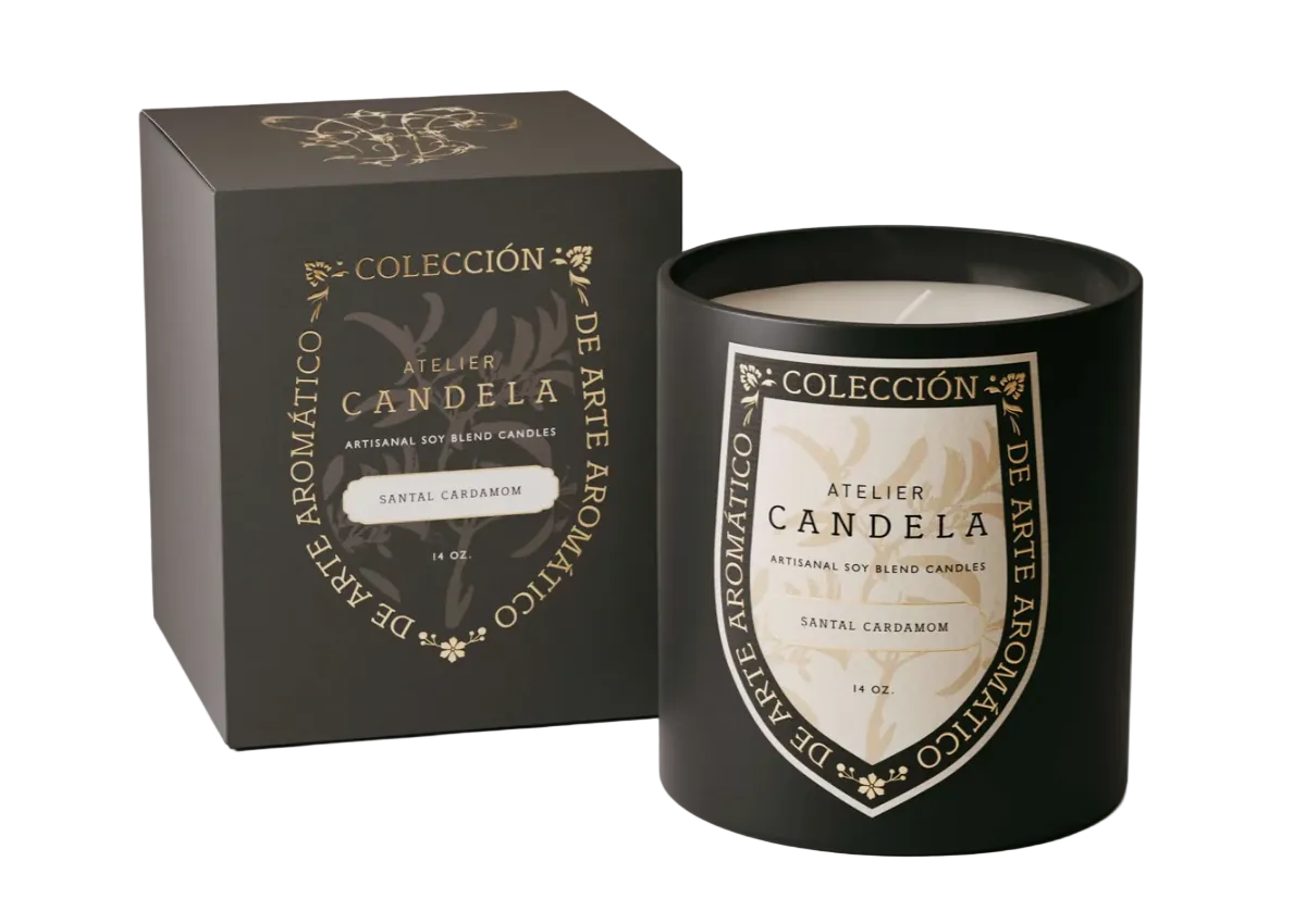 Atelier Candela Santal Cardamom candle on a white background