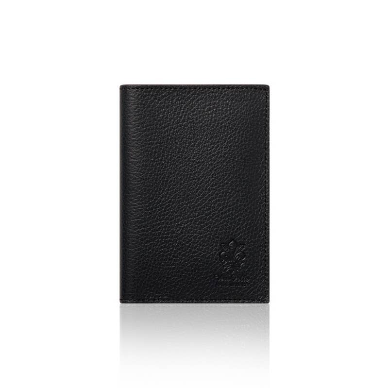 Black leather passport on a white background