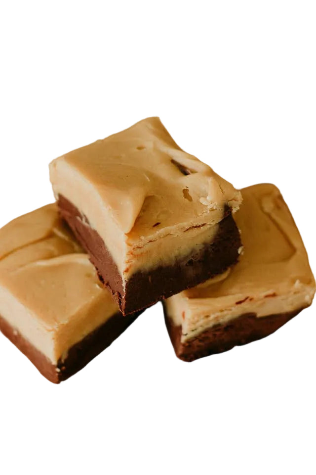 Chocolate Peanut Butter Fudge on white background