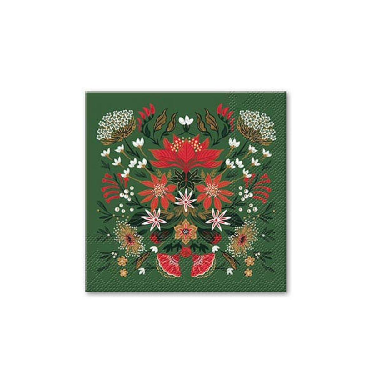 Decorative napkin with floral pattern on a green background