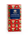 A box of Whittard Christmas Tea on a plain white background. The packaging features a festive red, green, and cream pattern with a dark blue central label displaying the brand name and product type.