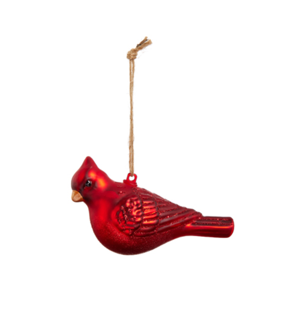 Red Cardinal ornament with raffia string