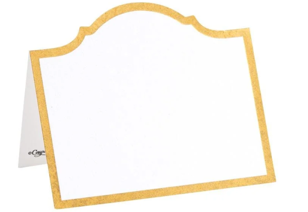 White place card with Arch design and gold foil border