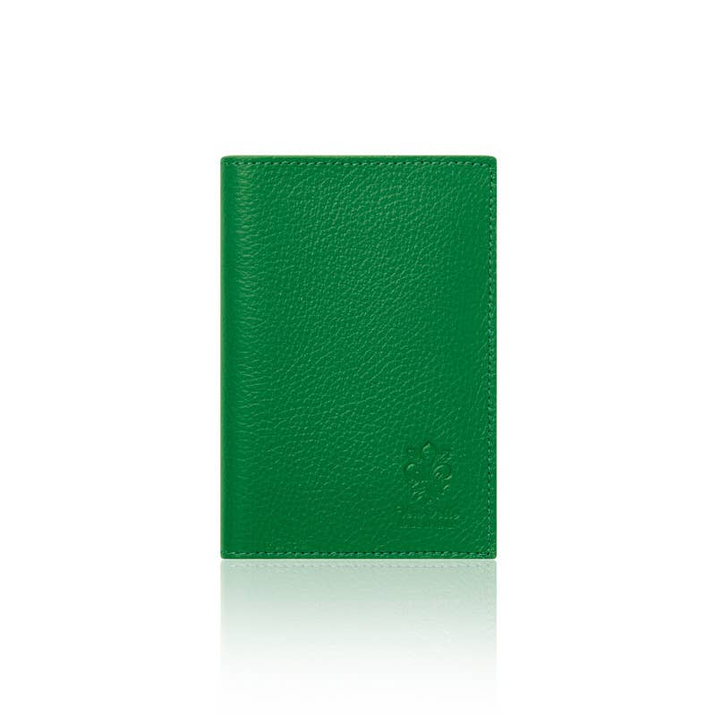 Green leather Green leather passport cover on a white background