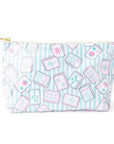 Pouch with card design pattern on a white background