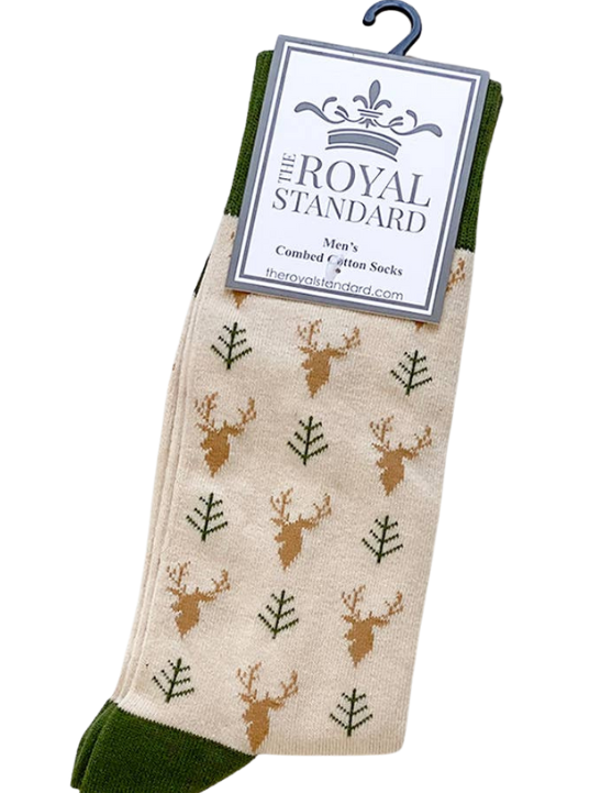 Pack of socks with deer design on a white background