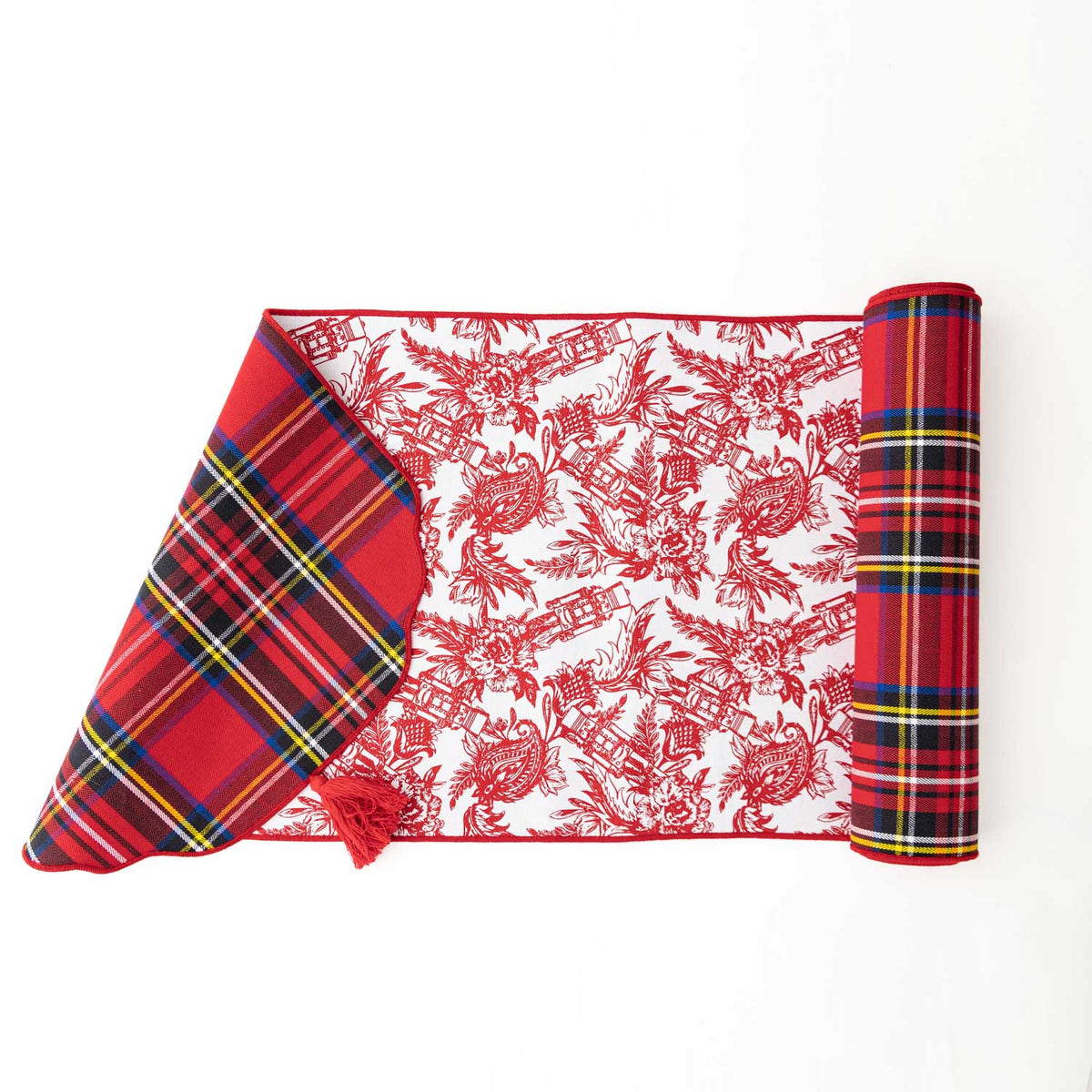 Nutcracker Toile Reversible Table Runner on a white background