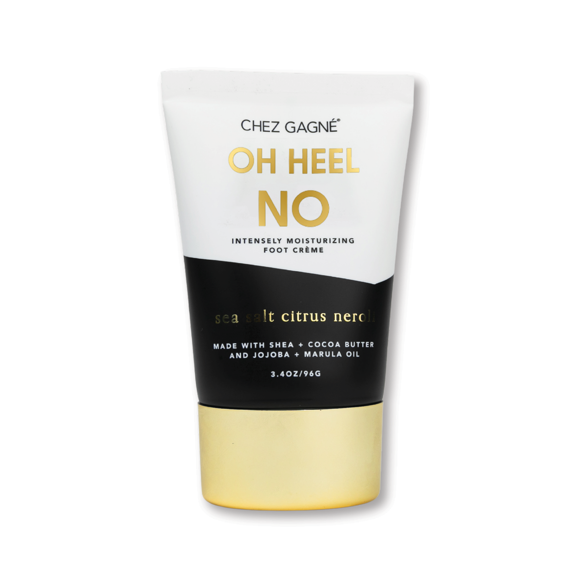Chez Gagne 'Oh Heel No' foot cream tube on a white background