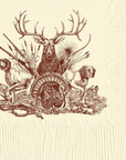 Wildlife hunting motif on a cream color cocktail napkin