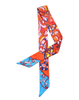 Colorful scarf with geometric pattern on a white background