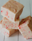 Blocks of peppermint candy fudge