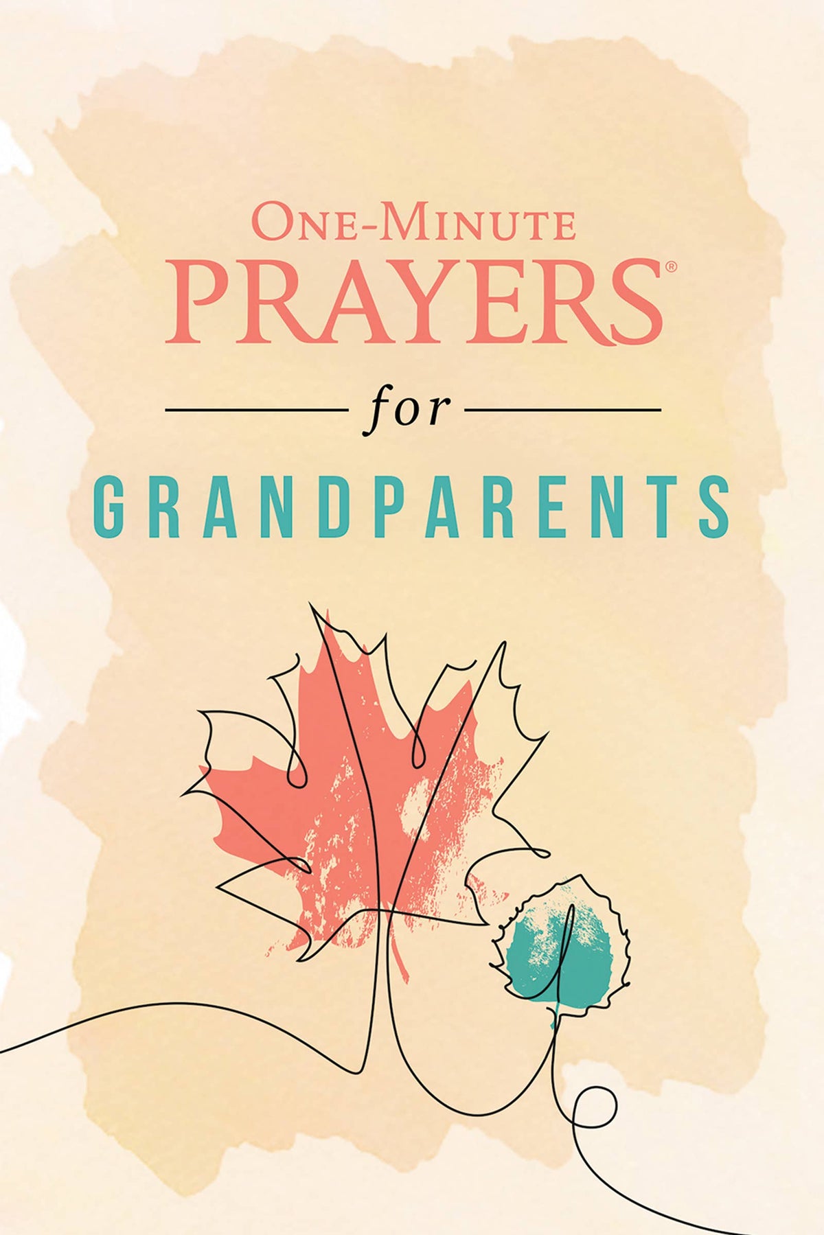 Book cover of 'One-Minute Prayers for Grandparents' with a stylized illustration of a woman holding a baby.