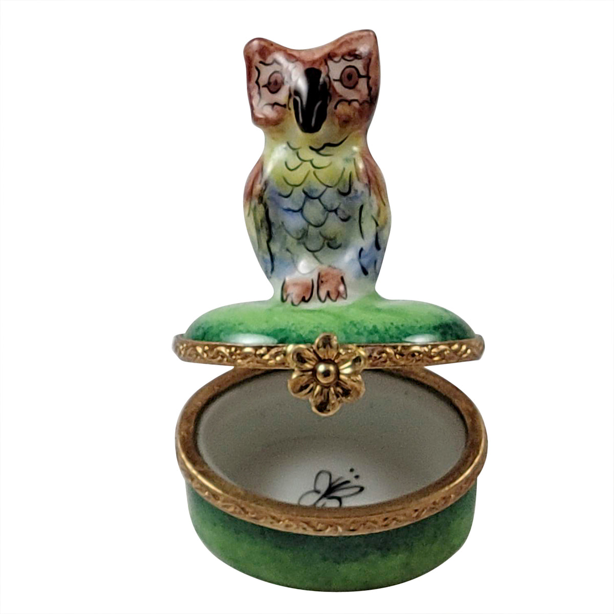 Small Owl on Green Oval Box