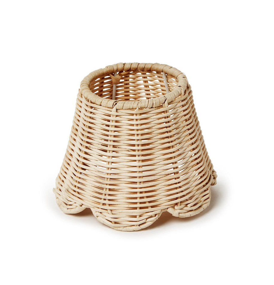 Rattan lamp shade on a white background