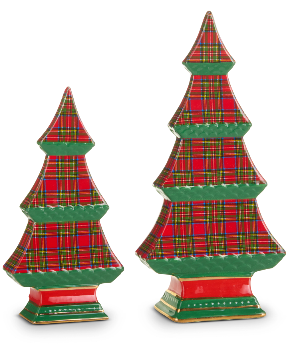Red plaid decor table top tree set