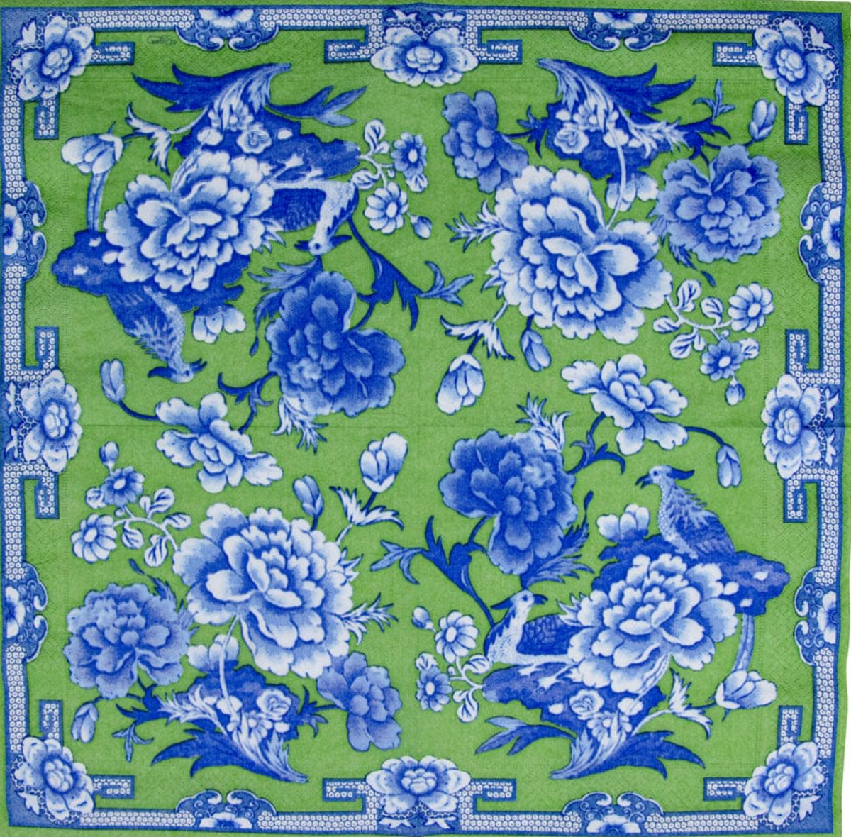 Green and Blue Chinoiserie Dinner Napkins