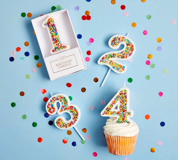 Birthday candle numbers with sprinkles