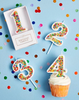 Birthday candle numbers with sprinkles