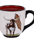 Mug with a longhorn bull design on a white background