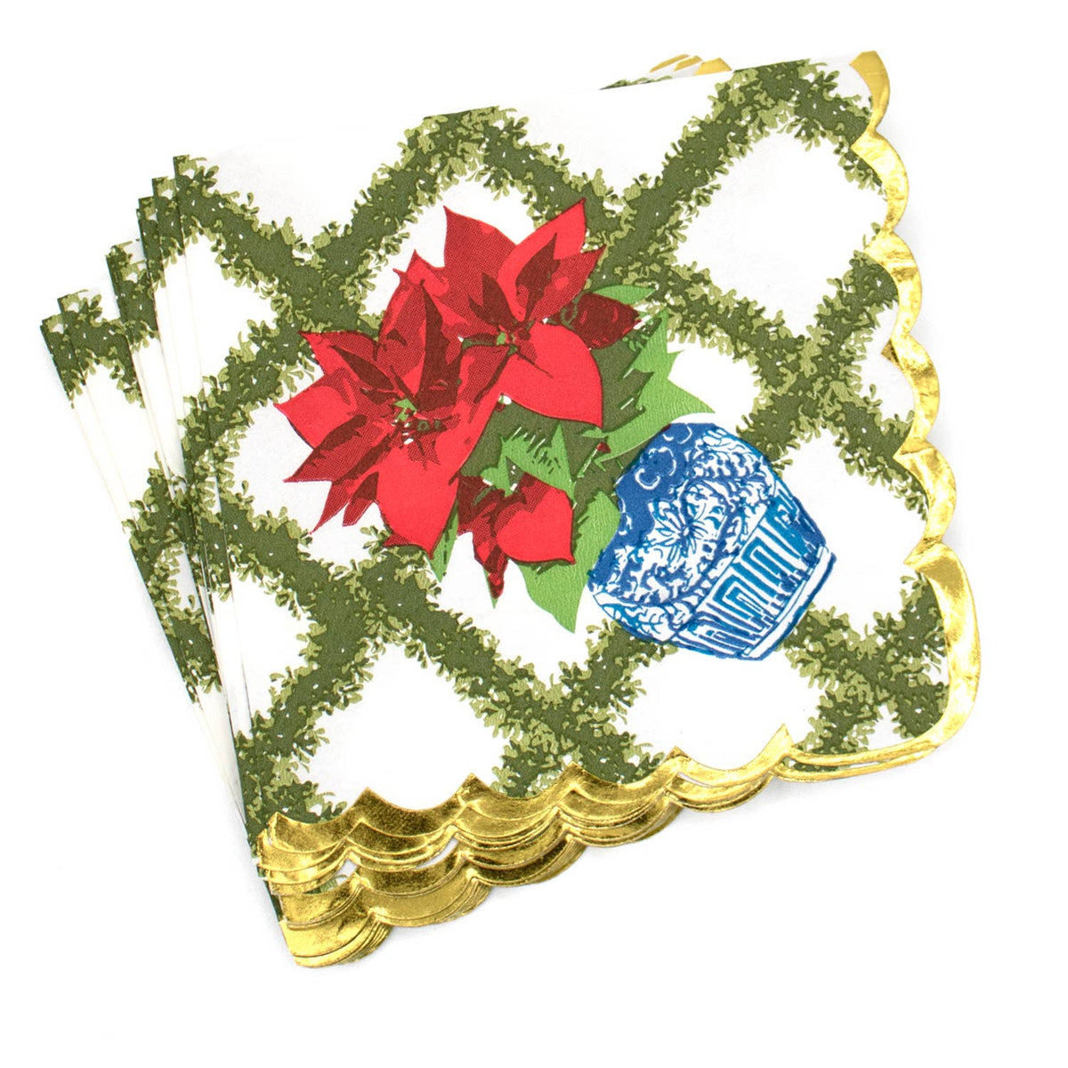 Poinsettias Paper Beverage Napkins