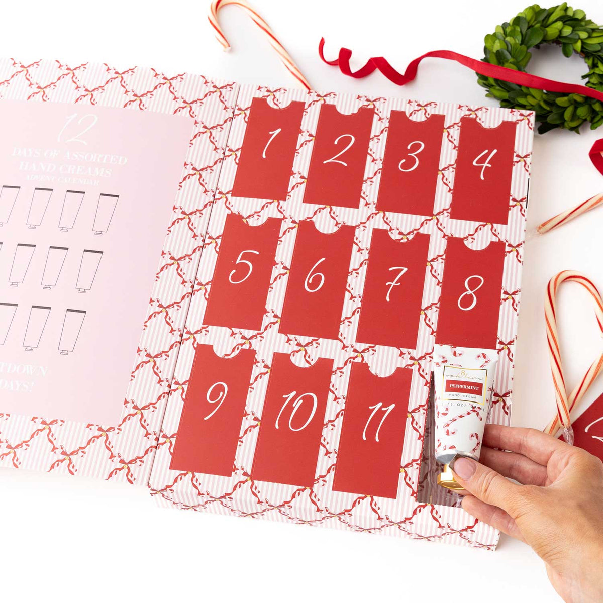 Peppermint Toile 12 Day Hand Cream Advent Calendar