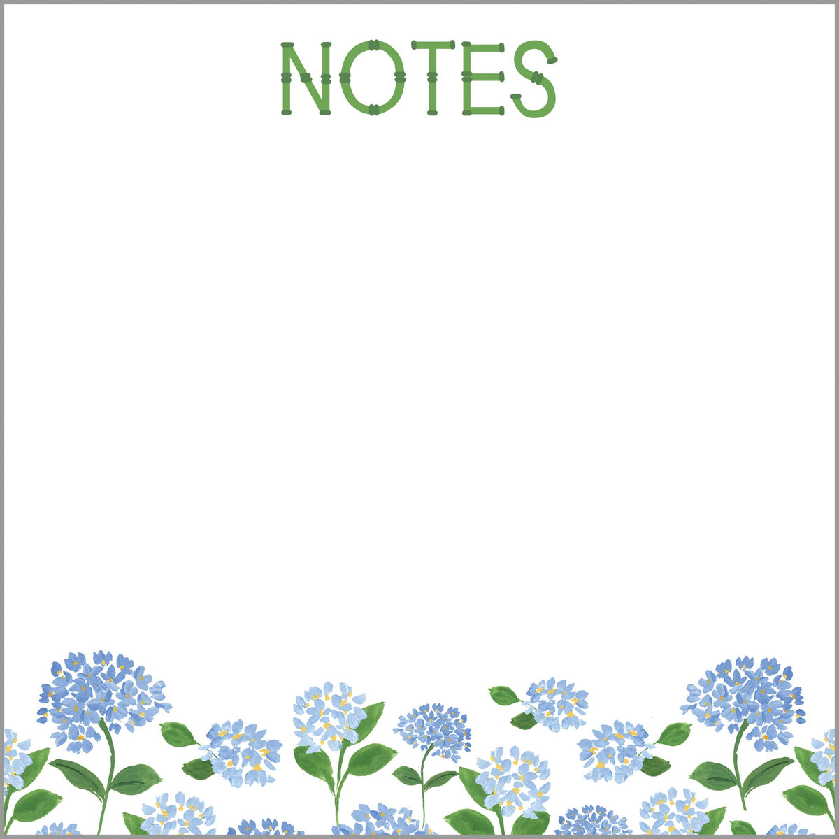 Notepad with blue flowers and 'NOTES' text on a white background