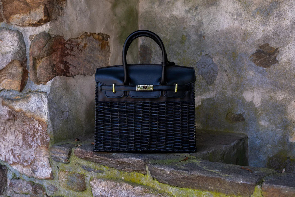 Margo Black Wicker Handbag