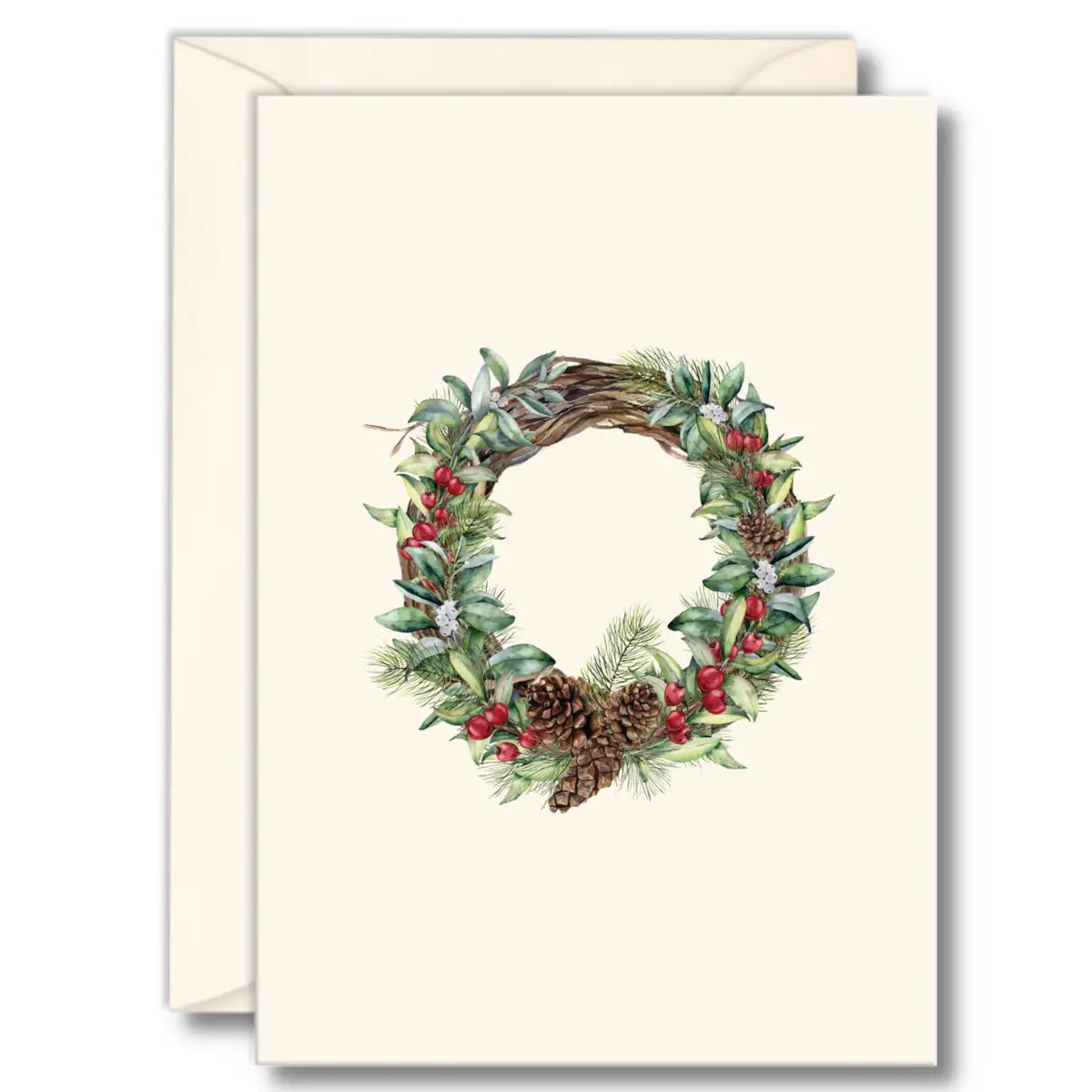 Winter Wreath Notecards with Matching Envelopes - Set of 8