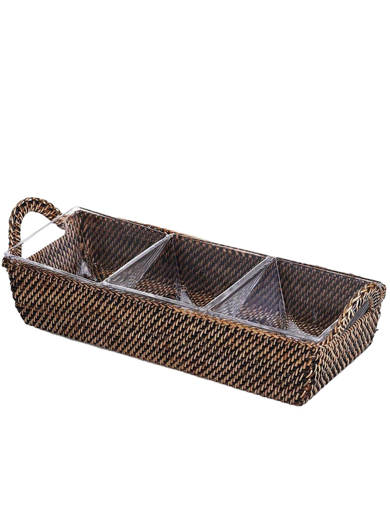 Rectangular Sectional Server with Glass Dishes